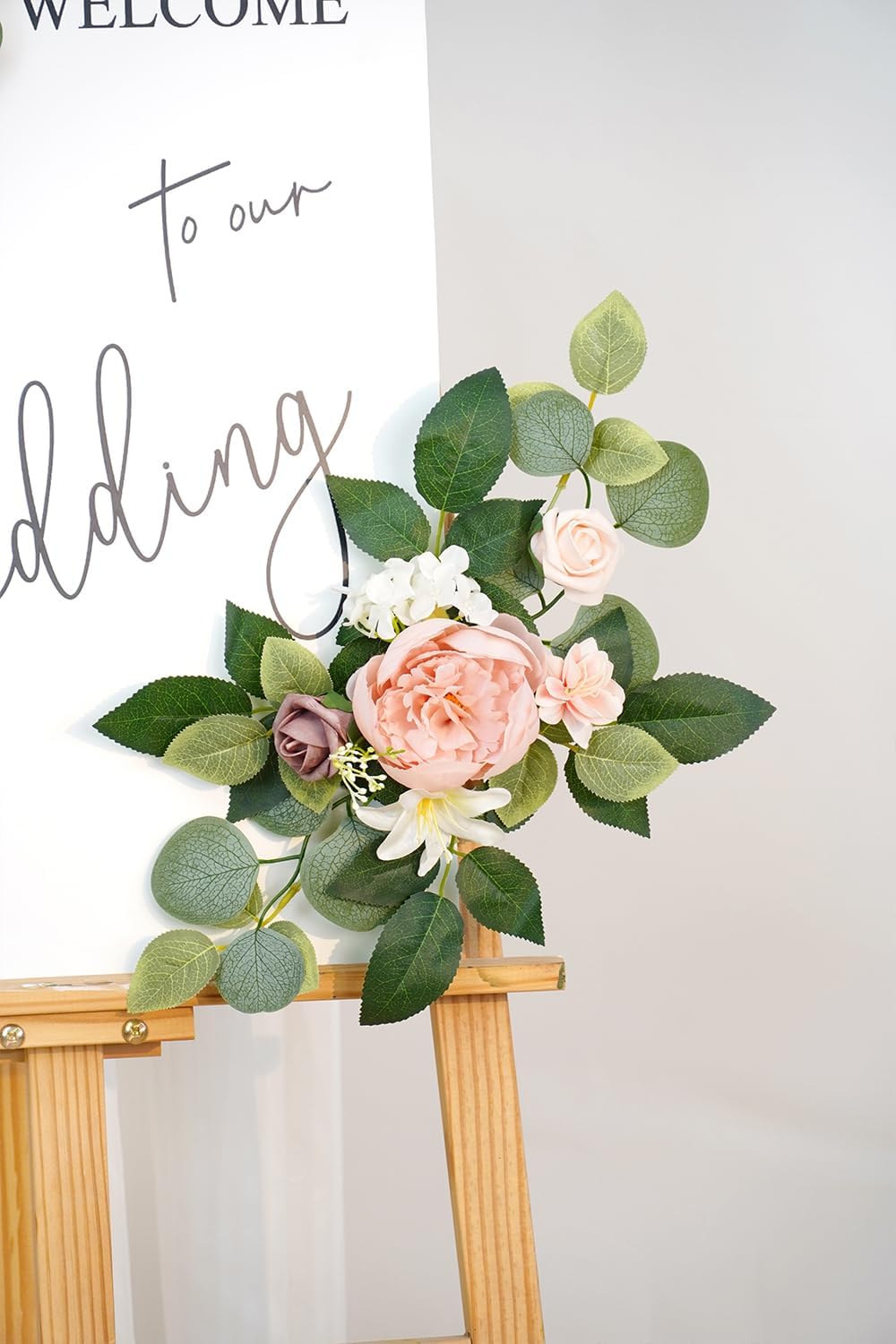 (Pack of 2 Artificial Flowers Decorations, Wedding Flowers, Wedding, Banquet, Party, Reception Entrance Welcome Sign and Background Decoration(White)