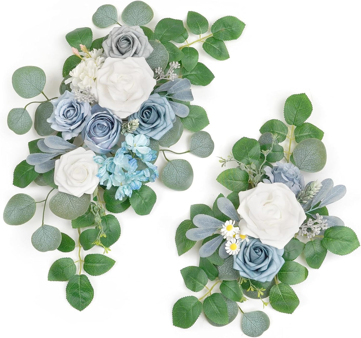 (Pack of 2 Artificial Flowers Decorations, Wedding Flowers, Wedding, Banquet, Party, Reception Entrance Welcome Sign and Background Decoration(White)