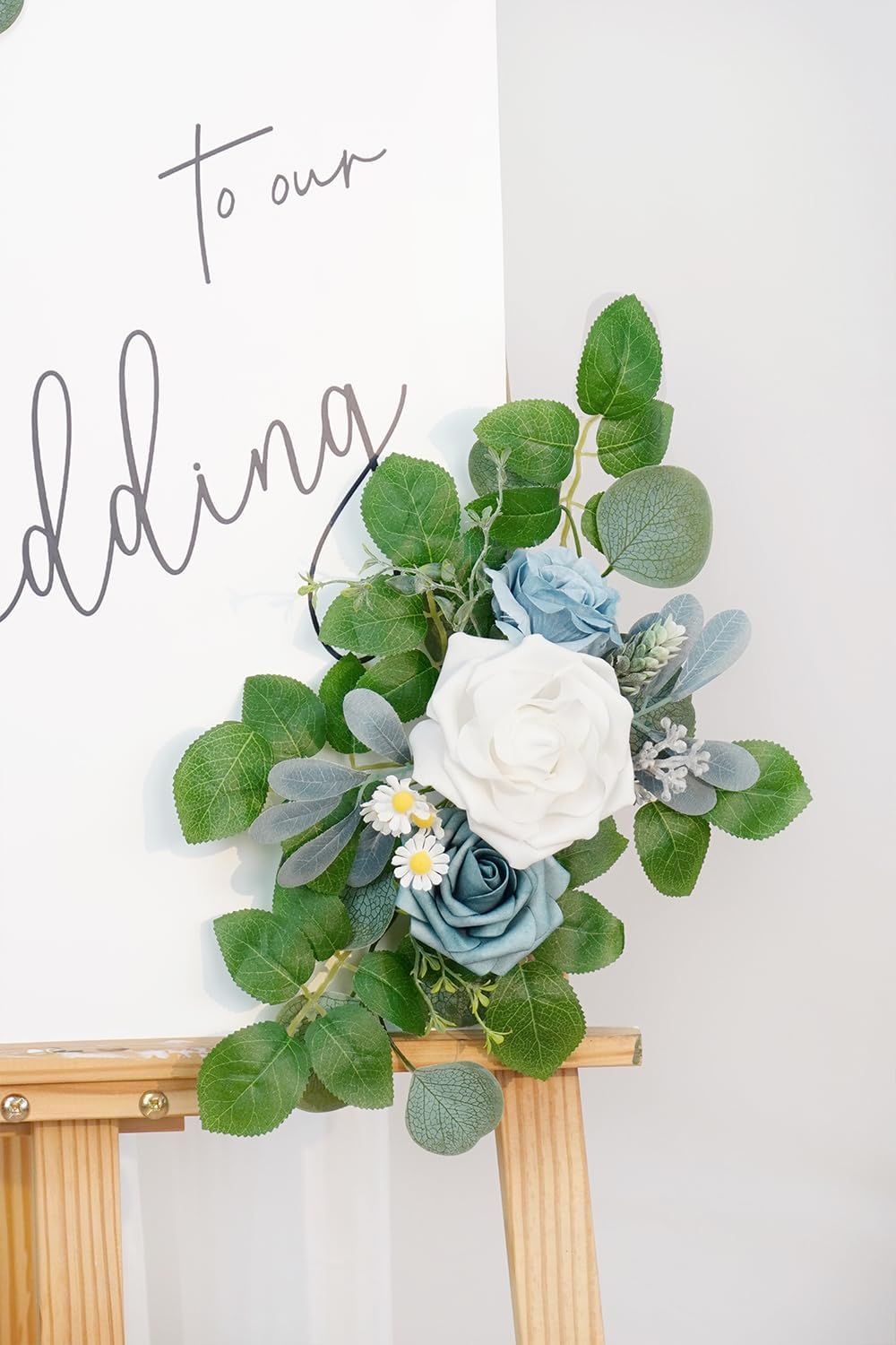 (Pack of 2 Artificial Flowers Decorations, Wedding Flowers, Wedding, Banquet, Party, Reception Entrance Welcome Sign and Background Decoration(White)