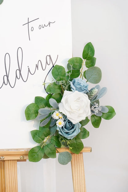(Pack of 2 Artificial Flowers Decorations, Wedding Flowers, Wedding, Banquet, Party, Reception Entrance Welcome Sign and Background Decoration(White)