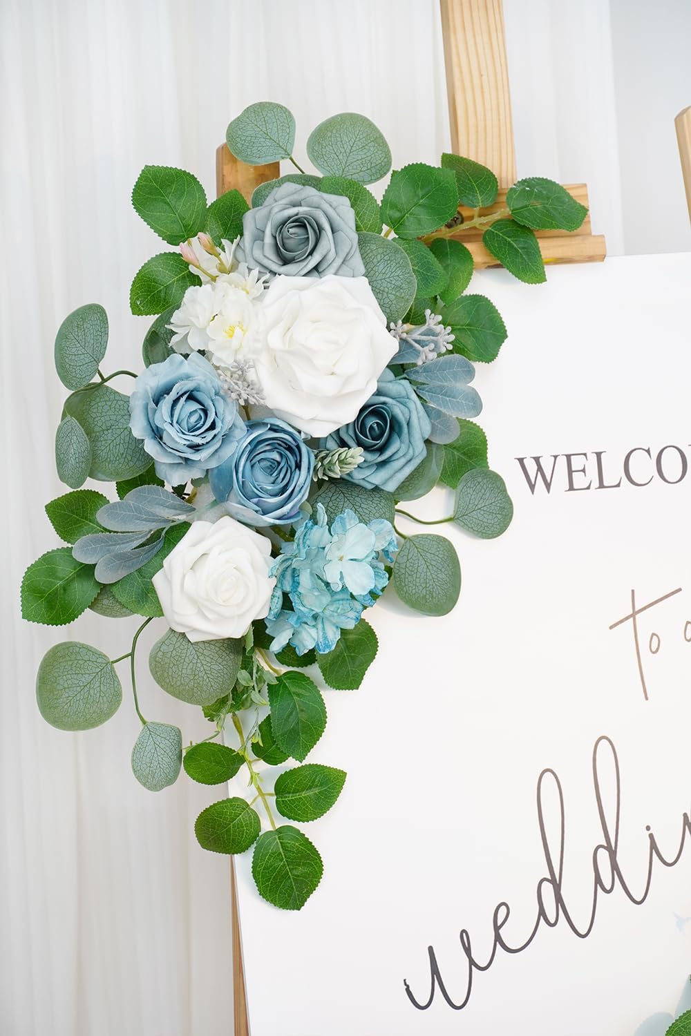 (Pack of 2 Artificial Flowers Decorations, Wedding Flowers, Wedding, Banquet, Party, Reception Entrance Welcome Sign and Background Decoration(White)
