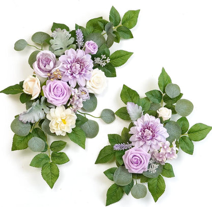 (Pack of 2 Artificial Flowers Decorations, Wedding Flowers, Wedding, Banquet, Party, Reception Entrance Welcome Sign and Background Decoration(White)