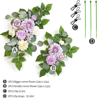 (Pack of 2 Artificial Flowers Decorations, Wedding Flowers, Wedding, Banquet, Party, Reception Entrance Welcome Sign and Background Decoration(White)