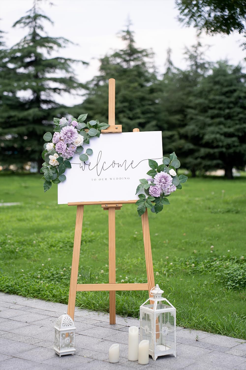 (Pack of 2 Artificial Flowers Decorations, Wedding Flowers, Wedding, Banquet, Party, Reception Entrance Welcome Sign and Background Decoration(White)