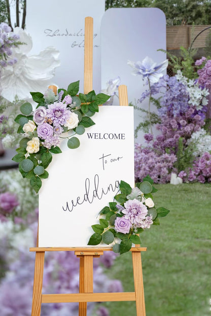 (Pack of 2 Artificial Flowers Decorations, Wedding Flowers, Wedding, Banquet, Party, Reception Entrance Welcome Sign and Background Decoration(White)