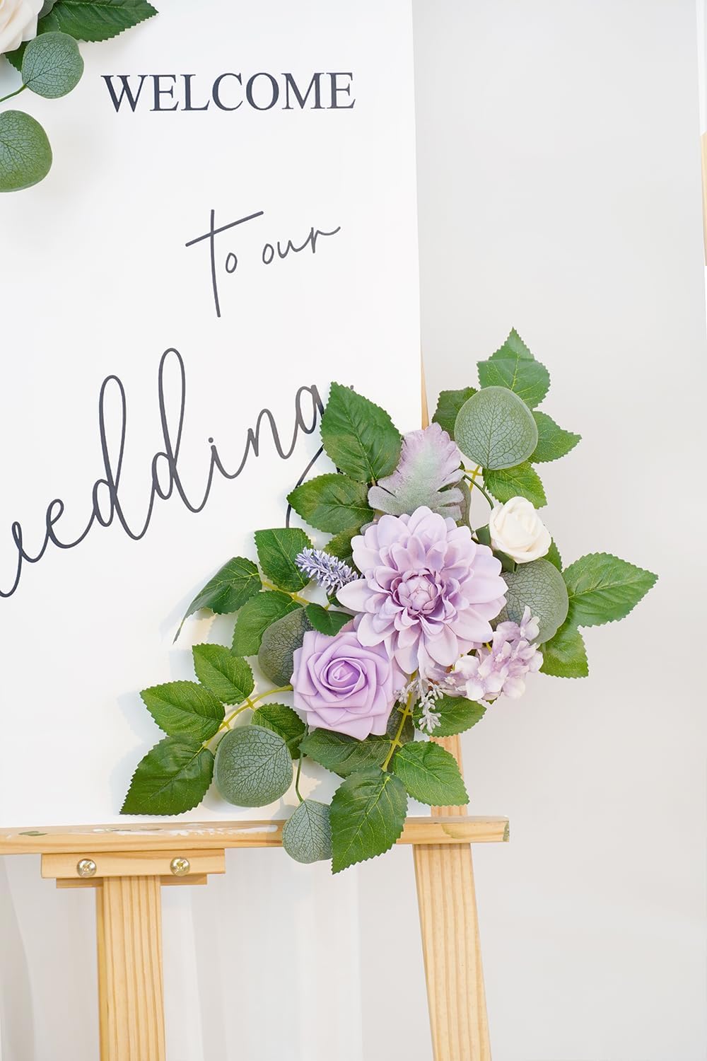 (Pack of 2 Artificial Flowers Decorations, Wedding Flowers, Wedding, Banquet, Party, Reception Entrance Welcome Sign and Background Decoration(White)