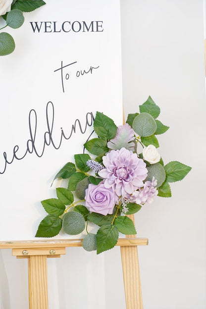(Pack of 2 Artificial Flowers Decorations, Wedding Flowers, Wedding, Banquet, Party, Reception Entrance Welcome Sign and Background Decoration(White)