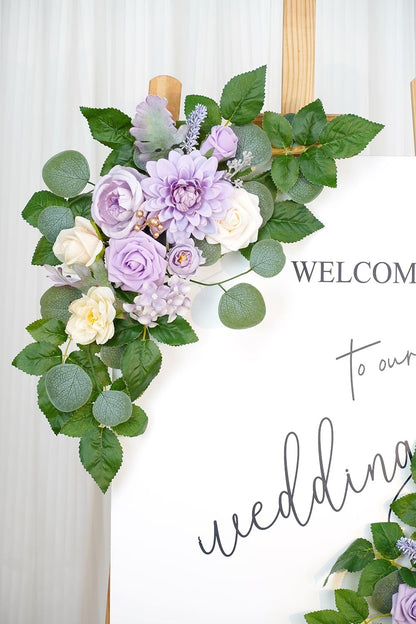(Pack of 2 Artificial Flowers Decorations, Wedding Flowers, Wedding, Banquet, Party, Reception Entrance Welcome Sign and Background Decoration(White)