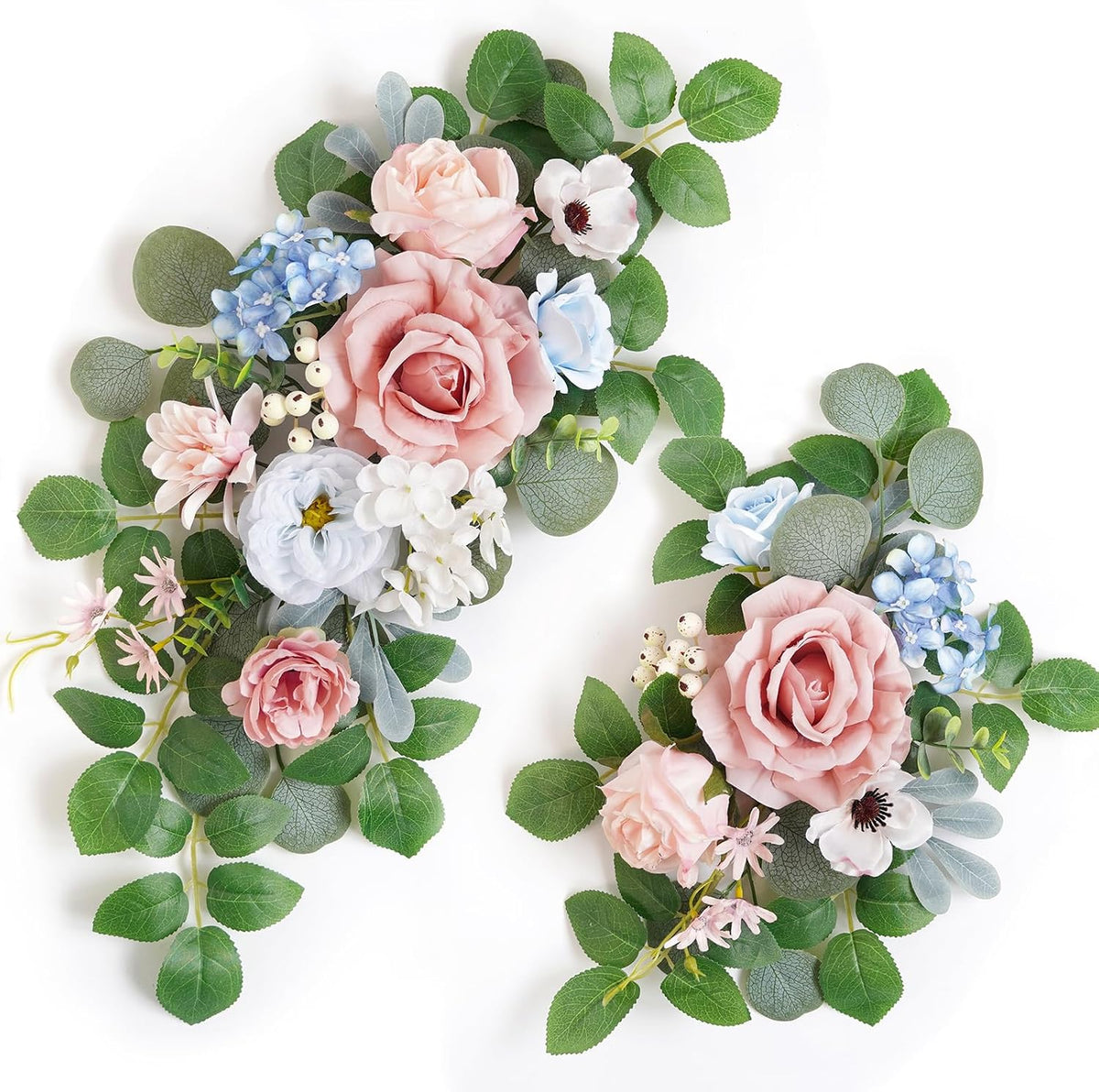 (Pack of 2 Artificial Flowers Decorations, Wedding Flowers, Wedding, Banquet, Party, Reception Entrance Welcome Sign and Background Decoration(White)