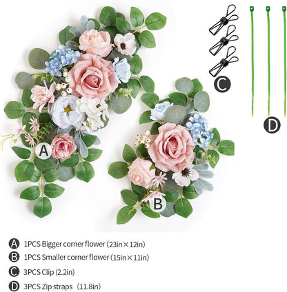 (Pack of 2 Artificial Flowers Decorations, Wedding Flowers, Wedding, Banquet, Party, Reception Entrance Welcome Sign and Background Decoration(White)
