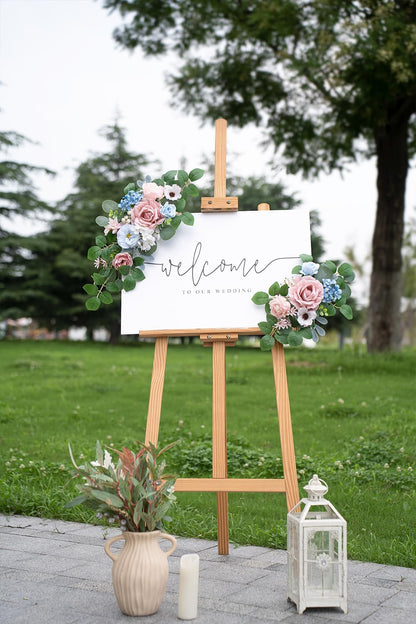 (Pack of 2 Artificial Flowers Decorations, Wedding Flowers, Wedding, Banquet, Party, Reception Entrance Welcome Sign and Background Decoration(White)