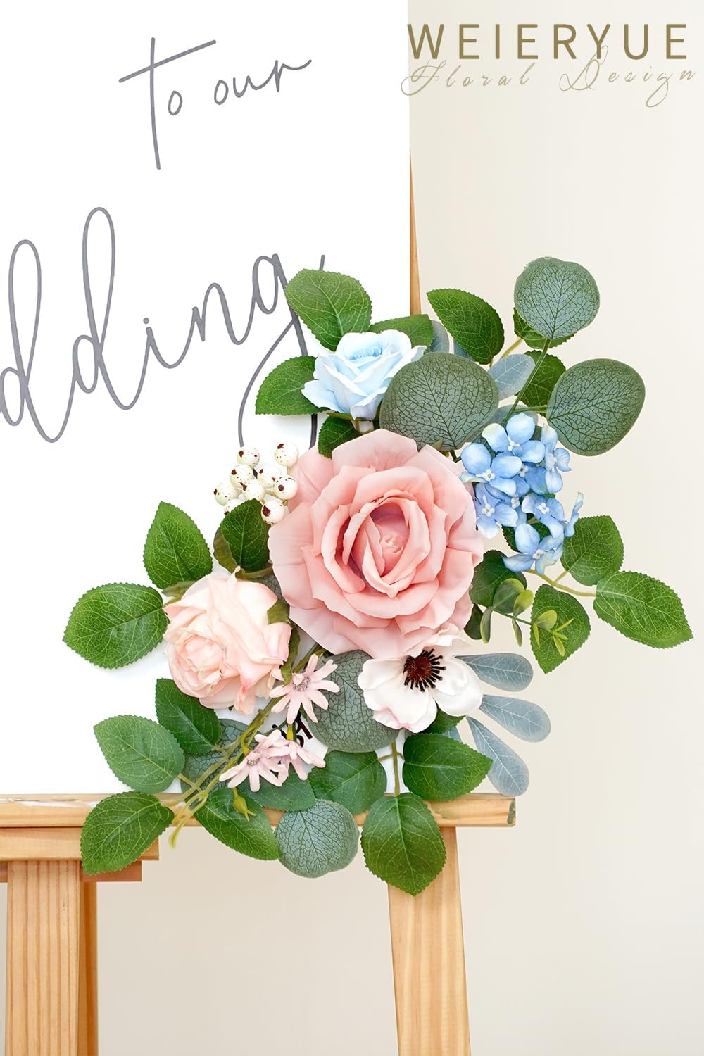 (Pack of 2 Artificial Flowers Decorations, Wedding Flowers, Wedding, Banquet, Party, Reception Entrance Welcome Sign and Background Decoration(White)