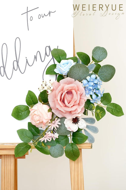 (Pack of 2 Artificial Flowers Decorations, Wedding Flowers, Wedding, Banquet, Party, Reception Entrance Welcome Sign and Background Decoration(White)