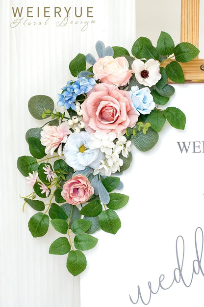 (Pack of 2 Artificial Flowers Decorations, Wedding Flowers, Wedding, Banquet, Party, Reception Entrance Welcome Sign and Background Decoration(White)