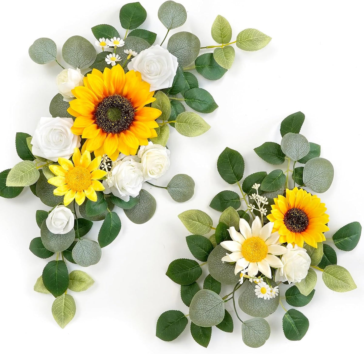 (Pack of 2 Artificial Flowers Decorations, Wedding Flowers, Wedding, Banquet, Party, Reception Entrance Welcome Sign and Background Decoration(White)