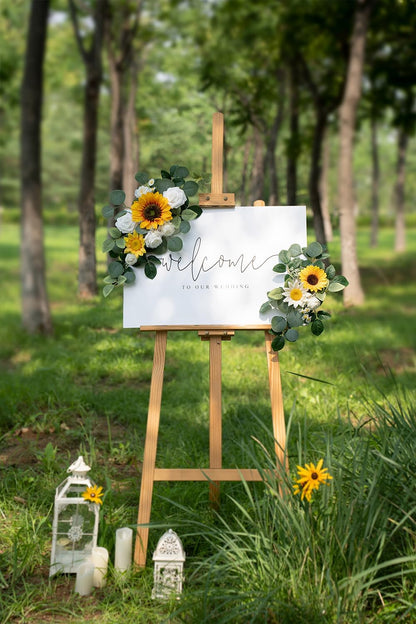 (Pack of 2 Artificial Flowers Decorations, Wedding Flowers, Wedding, Banquet, Party, Reception Entrance Welcome Sign and Background Decoration(White)