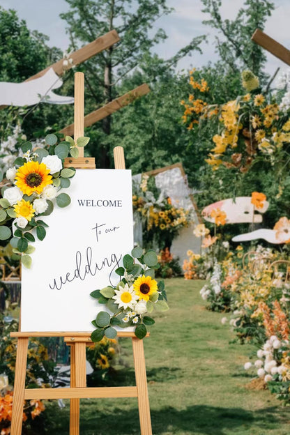 (Pack of 2 Artificial Flowers Decorations, Wedding Flowers, Wedding, Banquet, Party, Reception Entrance Welcome Sign and Background Decoration(White)