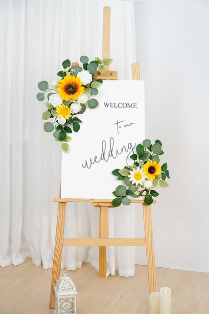 (Pack of 2 Artificial Flowers Decorations, Wedding Flowers, Wedding, Banquet, Party, Reception Entrance Welcome Sign and Background Decoration(White)