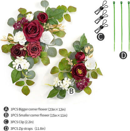 (Pack of 2 Artificial Flowers Decorations, Wedding Flowers, Wedding, Banquet, Party, Reception Entrance Welcome Sign and Background Decoration(White)