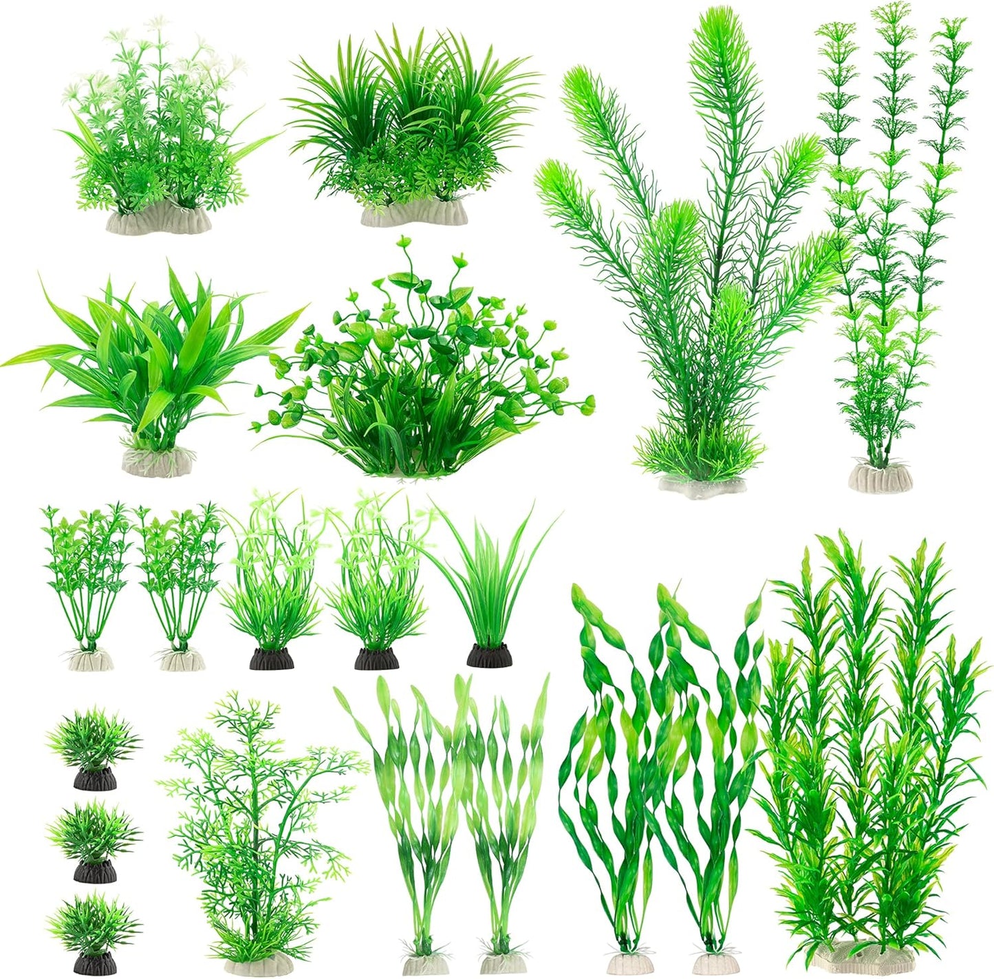 Aquarium Plants, 20 Pack Artificial Fish Tank Plants for Aquarium Decorations (Green)