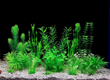 Aquarium Plants, 20 Pack Artificial Fish Tank Plants for Aquarium Decorations (Green)