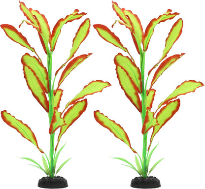 ALEGI Silk Aquarium Plants, 12 Inch Artificial Silk Plants Decorations for Fish Tank,Aquarium Décor Plastic Plants (Green, 2 Pack)