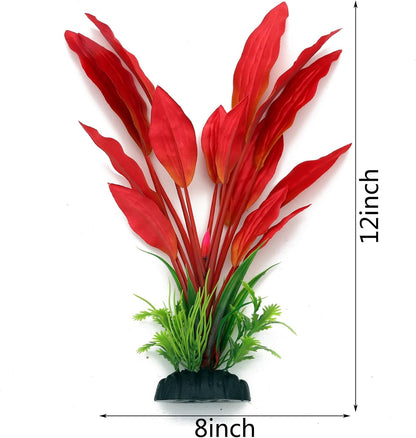 ALEGI Silk Aquarium Plants, 12 Inch Artificial Silk Plants Decorations for Fish Tank,Aquarium Décor Plastic Plants (Green, 2 Pack)
