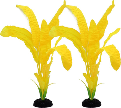 ALEGI Silk Aquarium Plants, 12 Inch Artificial Silk Plants Decorations for Fish Tank,Aquarium Décor Plastic Plants (Green, 2 Pack)