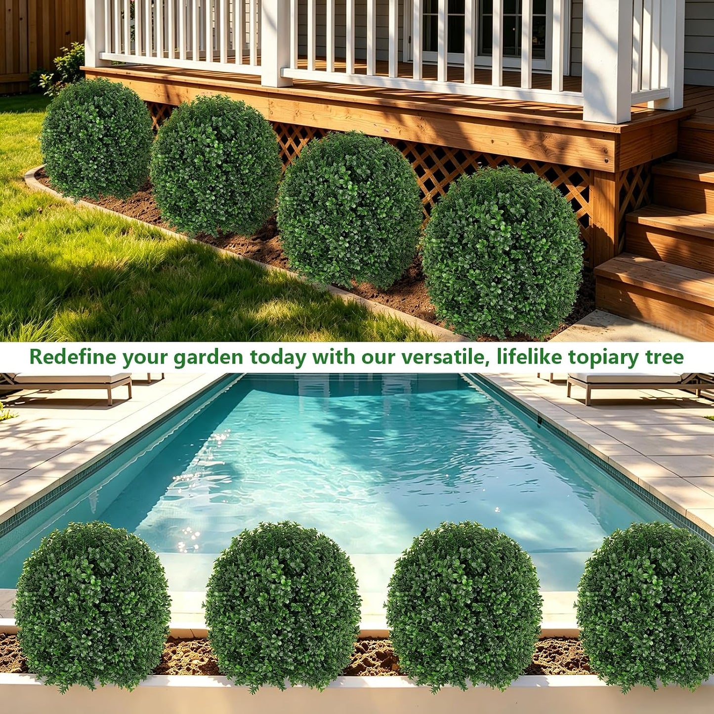 Artificial 28.7 Inches Cedar Topiary Trees with Ground Spike, 2 Pieces Fake Pine Shrubs Bushes, UV Resistant Faux Evergreen Cypress Tree Plants for Indoor Outdoor