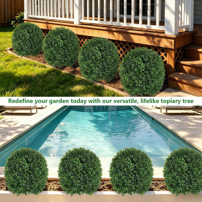 Artificial 28.7 Inches Cedar Topiary Trees with Ground Spike, 2 Pieces Fake Pine Shrubs Bushes, UV Resistant Faux Evergreen Cypress Tree Plants for Indoor Outdoor
