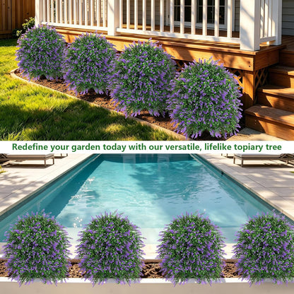 Artificial 28.7 Inches Cedar Topiary Trees with Ground Spike, 2 Pieces Fake Pine Shrubs Bushes, UV Resistant Faux Evergreen Cypress Tree Plants for Indoor Outdoor