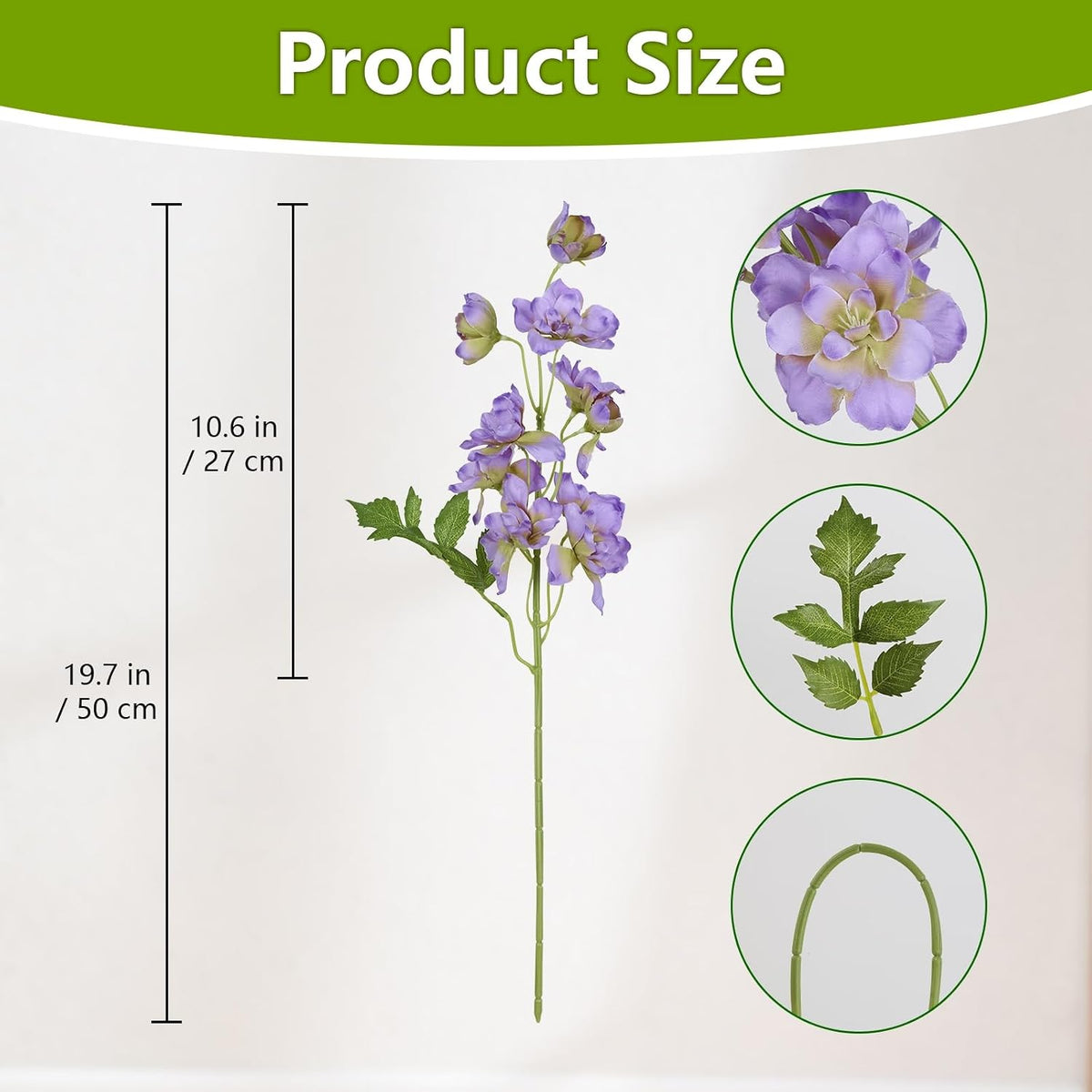 10PCS Dark Blue Delphinium Artificial Flowers 19.7'' Faux Snapdragon Flowers Silk Fake Larkspur Flowers with Stem for Wedding Party Floral Arrangement Home Decor (Dark Blue)