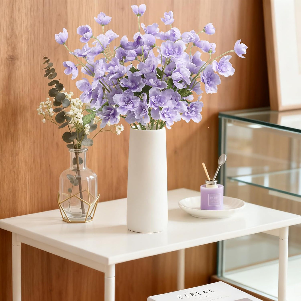 10PCS Dark Blue Delphinium Artificial Flowers 19.7'' Faux Snapdragon Flowers Silk Fake Larkspur Flowers with Stem for Wedding Party Floral Arrangement Home Decor (Dark Blue)
