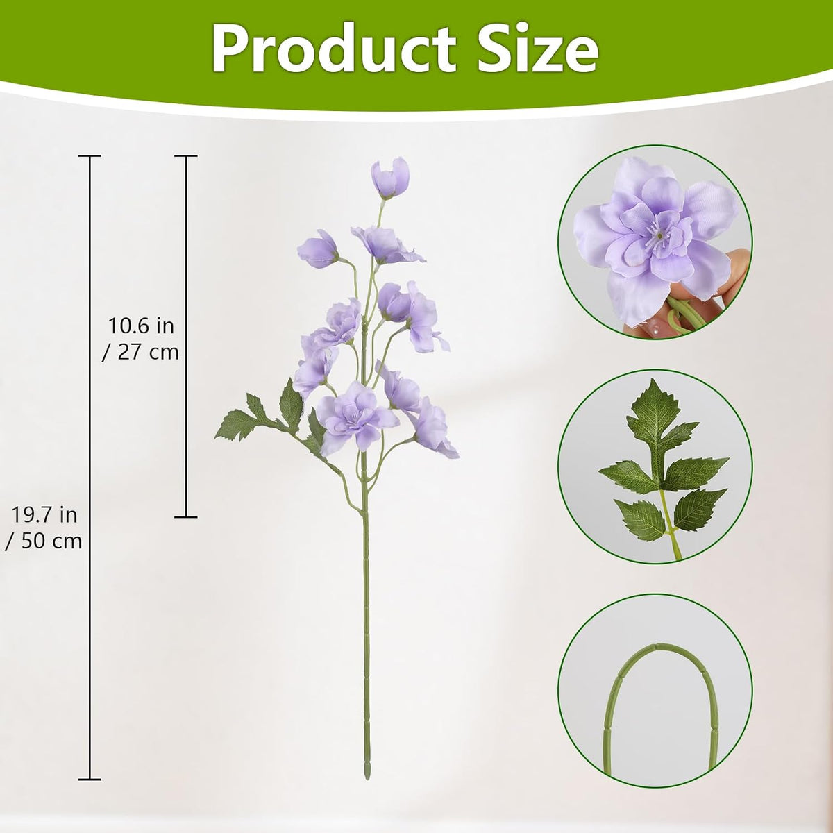 10PCS Dark Blue Delphinium Artificial Flowers 19.7'' Faux Snapdragon Flowers Silk Fake Larkspur Flowers with Stem for Wedding Party Floral Arrangement Home Decor (Dark Blue)