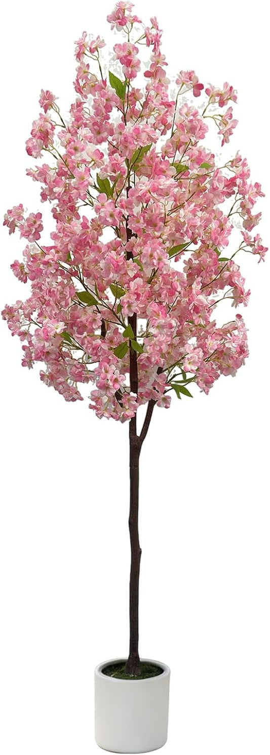 2 Pack Artificial Camellia Tree, 3FT Faux Flowering Camellia Plant Indoor Outdoor, Realistic Silk Artificial Flower in Planter, Greenery Faux Fake Tree Plant for Home Office Porch Patio Decor, Orange