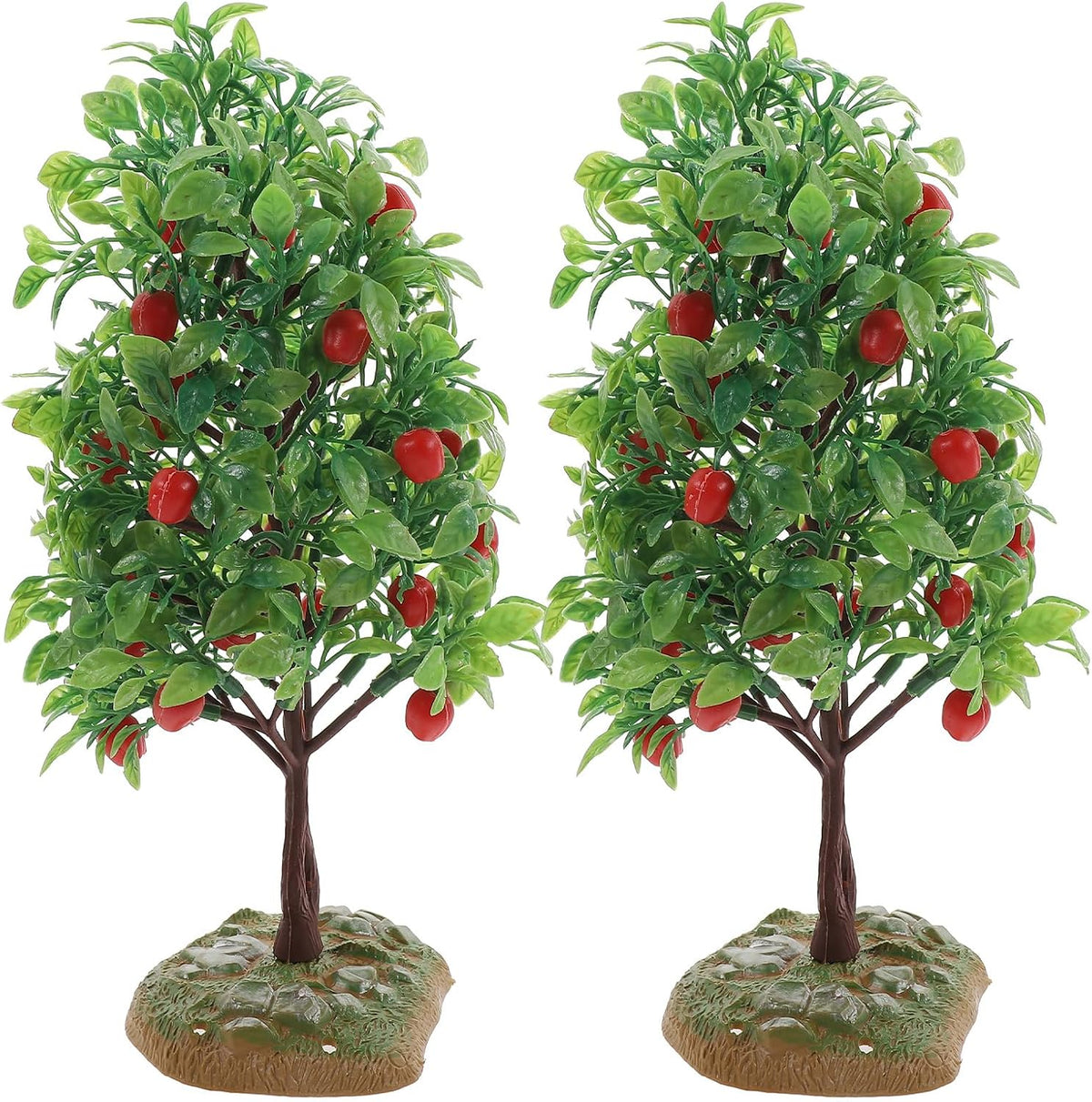2Pcs Artificial Tree Model - Miniature Fruit Trees for Micro Landscape, Dollhouse, Sand Table Scenery Decor