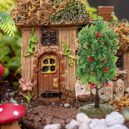 2Pcs Artificial Tree Model - Miniature Fruit Trees for Micro Landscape, Dollhouse, Sand Table Scenery Decor