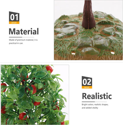 2Pcs Artificial Tree Model - Miniature Fruit Trees for Micro Landscape, Dollhouse, Sand Table Scenery Decor