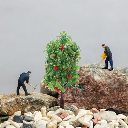 2Pcs Artificial Tree Model - Miniature Fruit Trees for Micro Landscape, Dollhouse, Sand Table Scenery Decor