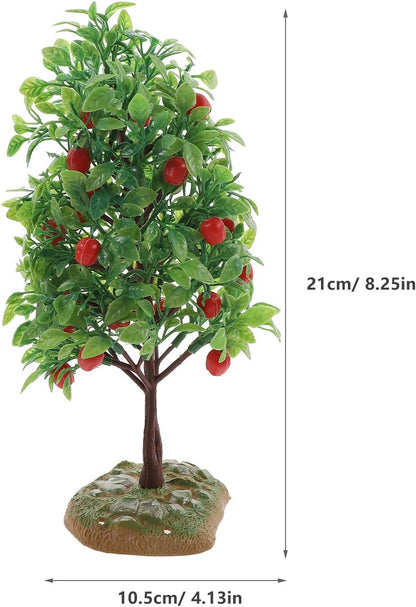 2Pcs Artificial Tree Model - Miniature Fruit Trees for Micro Landscape, Dollhouse, Sand Table Scenery Decor