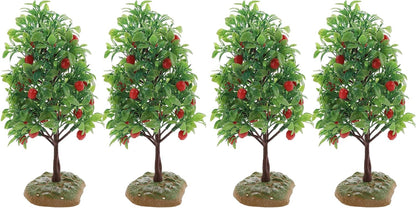 2Pcs Artificial Tree Model - Miniature Fruit Trees for Micro Landscape, Dollhouse, Sand Table Scenery Decor