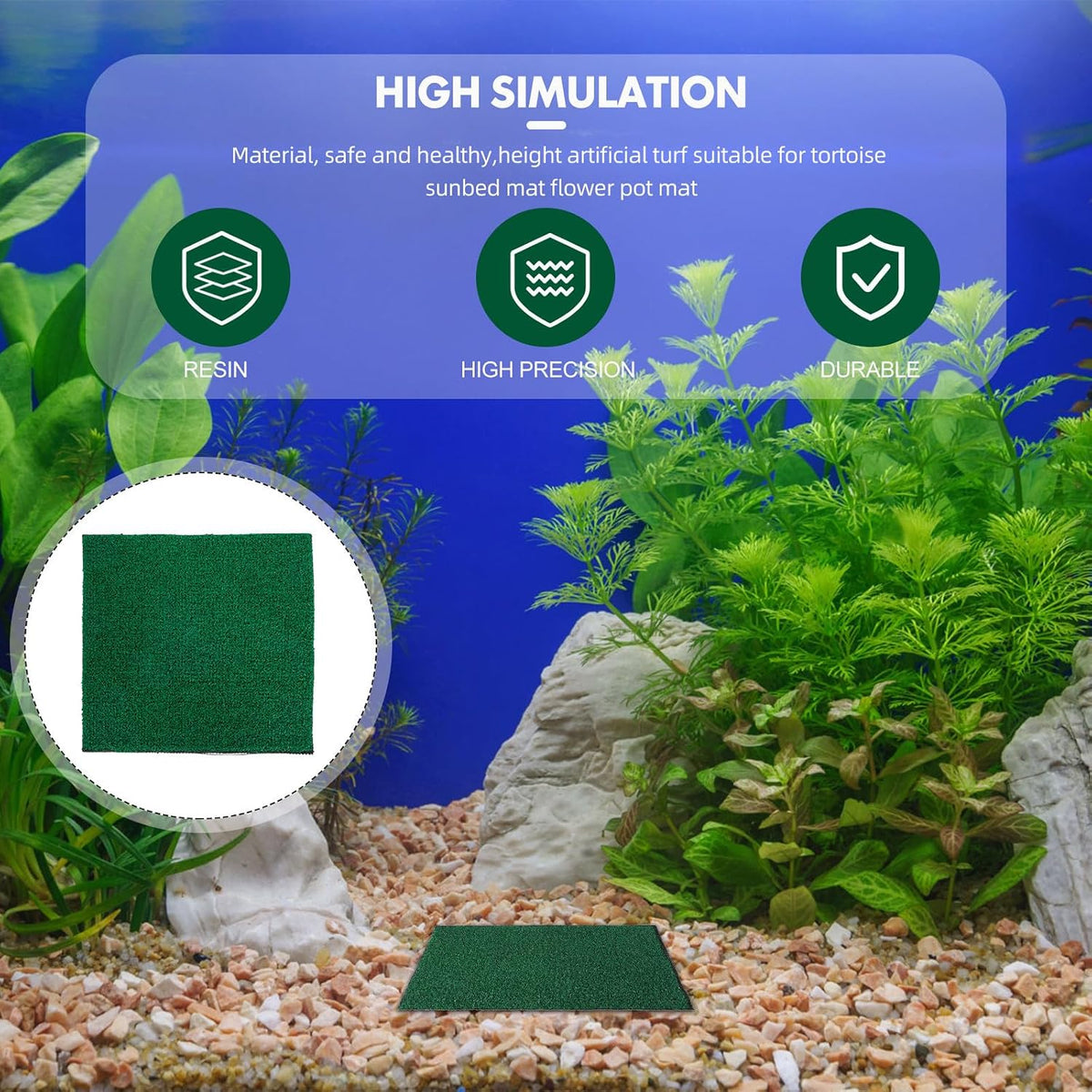Imitation Turf Grass Mat for Fish Tank Decoration Artificial Turf for Aquatic Environments Basking Platform for Turtles and Gardening Props