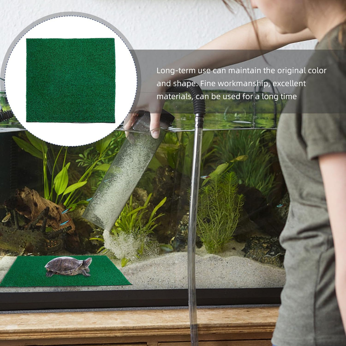 Imitation Turf Grass Mat for Fish Tank Decoration Artificial Turf for Aquatic Environments Basking Platform for Turtles and Gardening Props