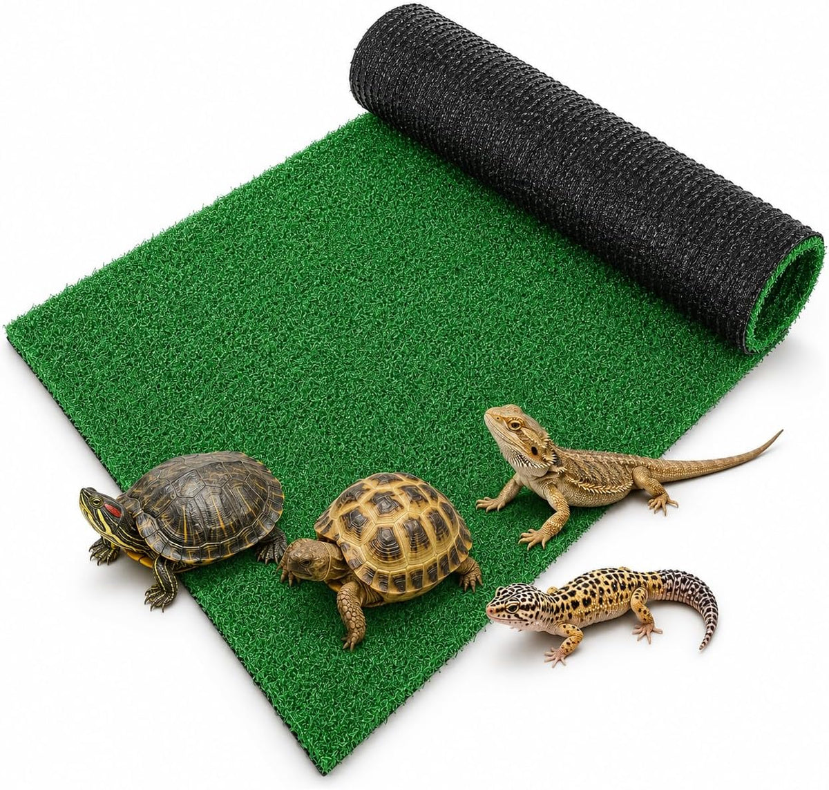 Turtle Basking Platform Turf - Reptile Carpet Artificial Grass Mat for Fish Tank Decoration, Simulated Turtle Turf Green Grass Carpet for Climbing and Basking, Aquarium Decor 19.7X9.8 Inch