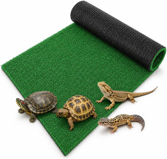 Turtle Basking Platform Turf - Reptile Carpet Artificial Grass Mat for Fish Tank Decoration, Simulated Turtle Turf Green Grass Carpet for Climbing and Basking, Aquarium Decor 19.7X9.8 Inch