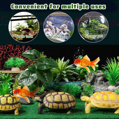 Turtle Basking Platform Turf - Reptile Carpet Artificial Grass Mat for Fish Tank Decoration, Simulated Turtle Turf Green Grass Carpet for Climbing and Basking, Aquarium Decor 19.7X9.8 Inch