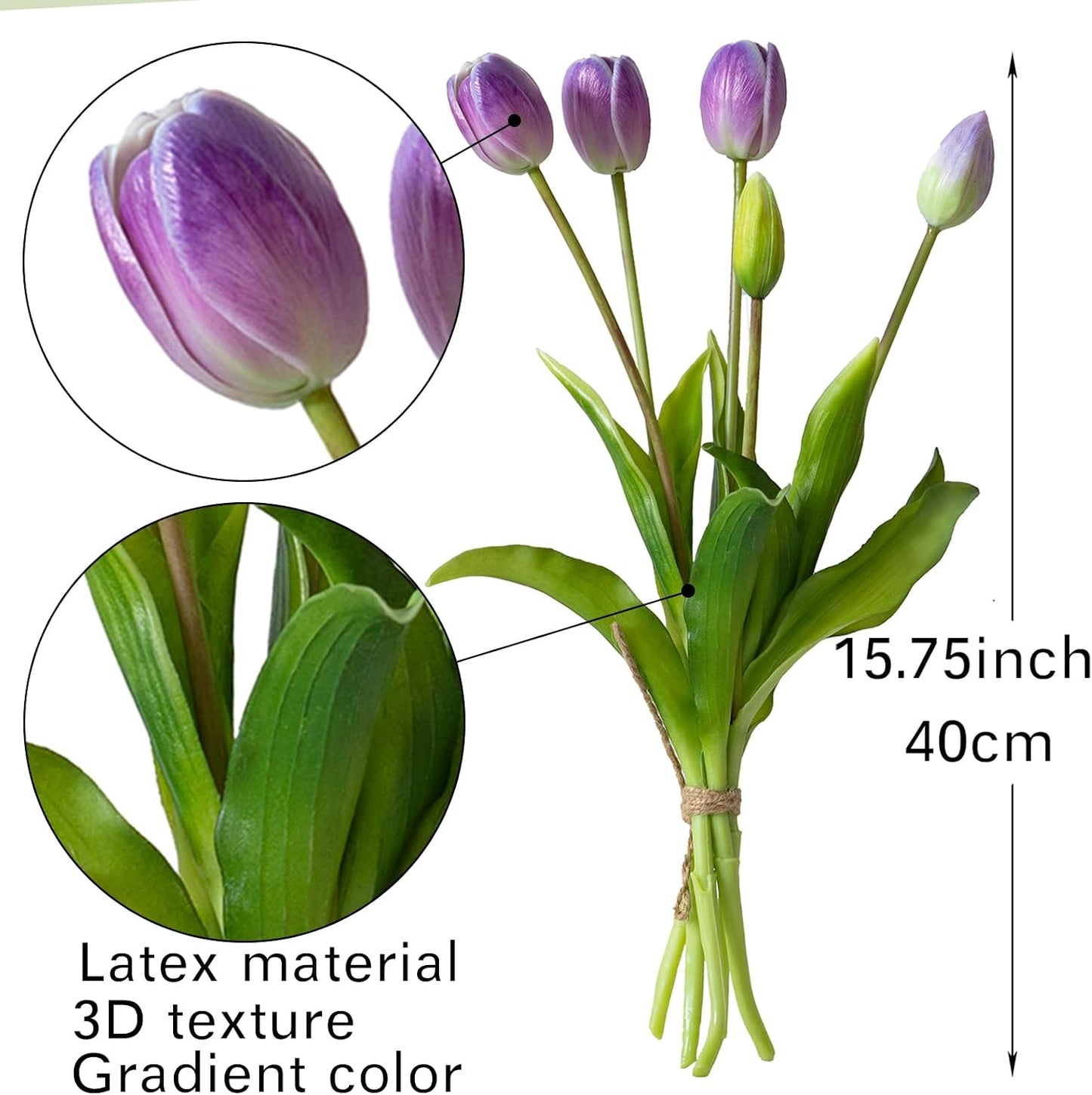 Artificial Tulips Flowers,Soft Touch Latex Bouquet, Fake Tulips,Spring Wedding Home Room Table Centerpiece Decor