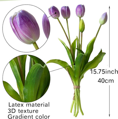 Artificial Tulips Flowers,Soft Touch Latex Bouquet, Fake Tulips,Spring Wedding Home Room Table Centerpiece Decor