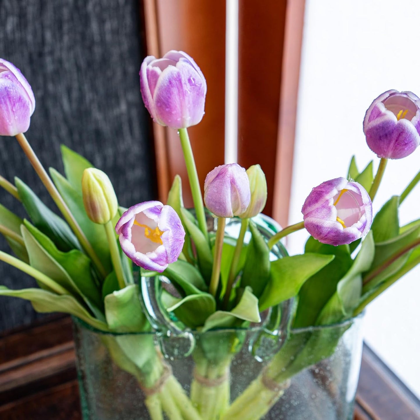 Artificial Tulips Flowers,Soft Touch Latex Bouquet, Fake Tulips,Spring Wedding Home Room Table Centerpiece Decor