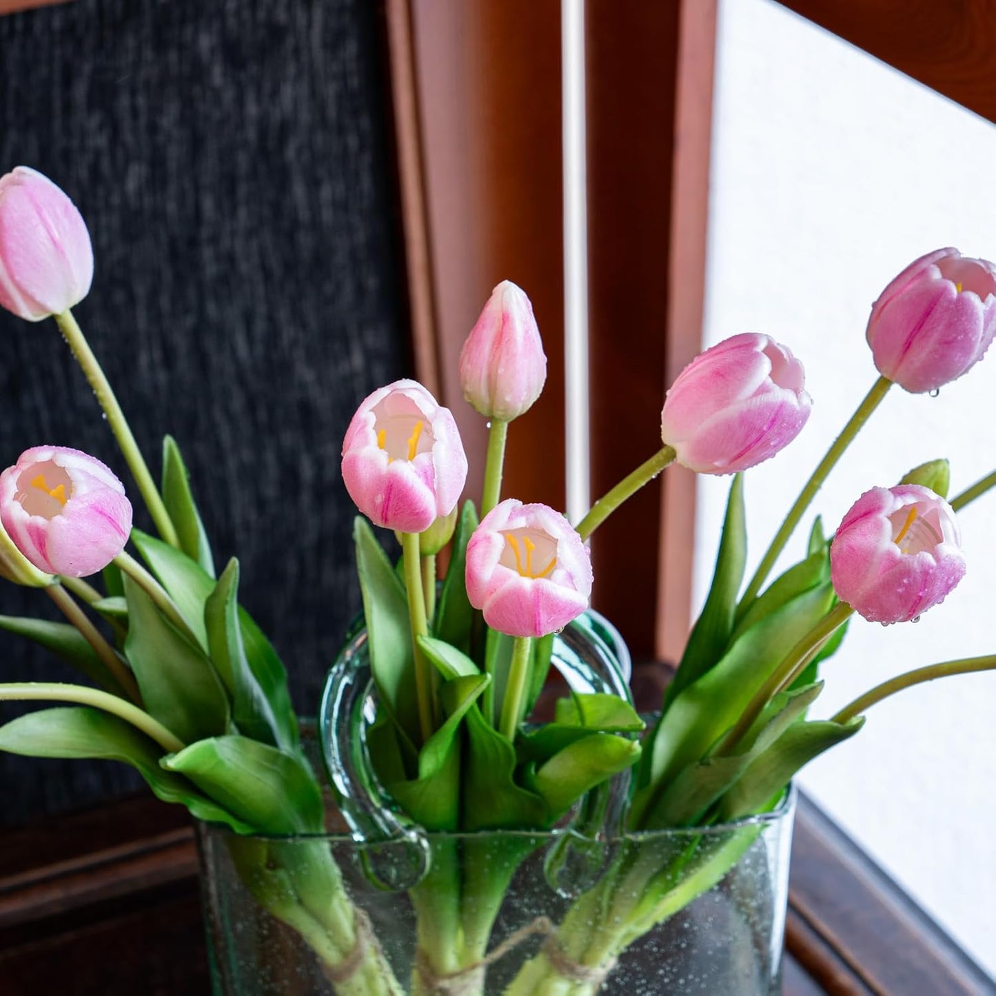 Artificial Tulips Flowers,Soft Touch Latex Bouquet, Fake Tulips,Spring Wedding Home Room Table Centerpiece Decor